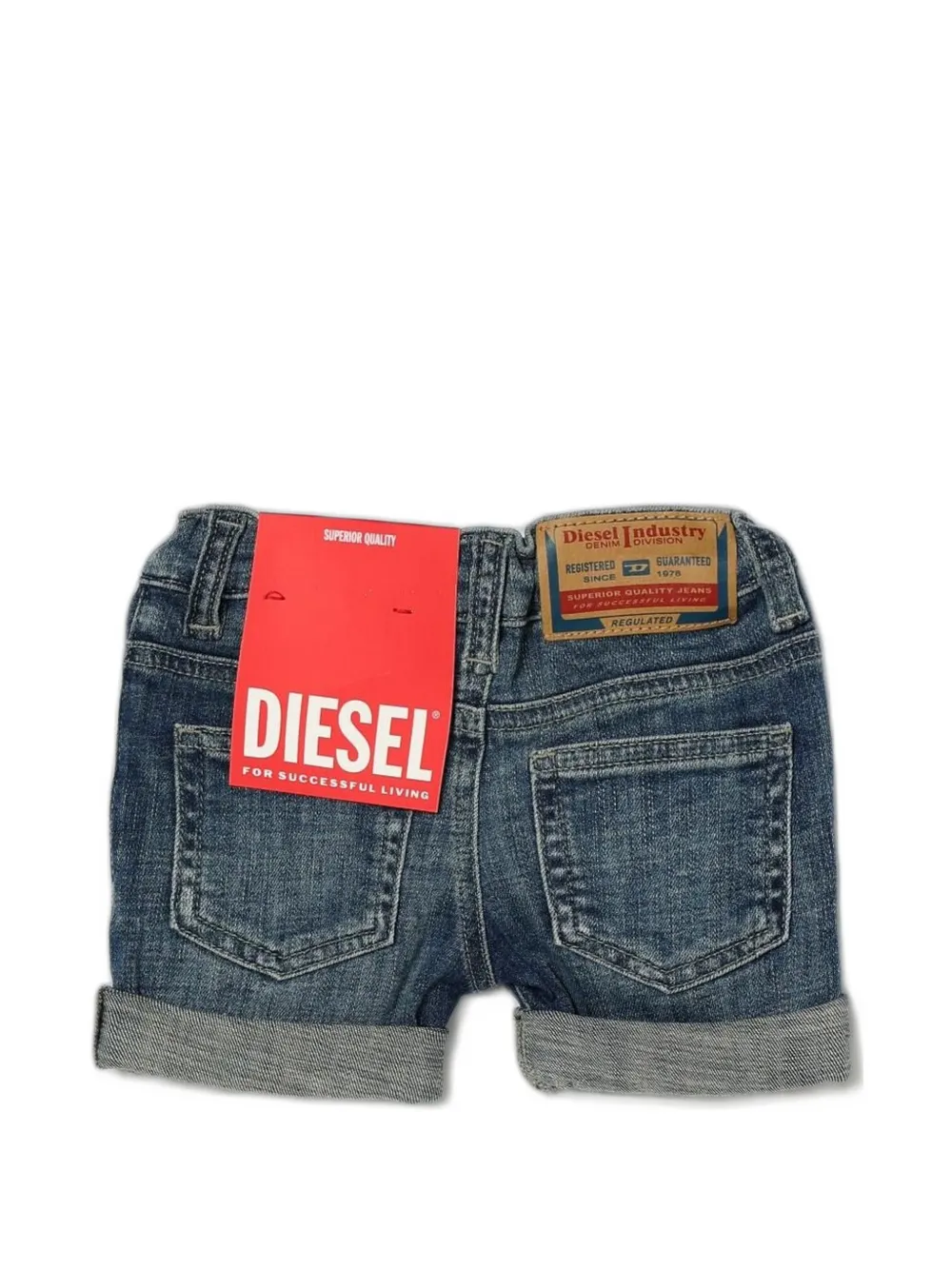 Diesel Kids rolled-cuff denim shorts Blauw