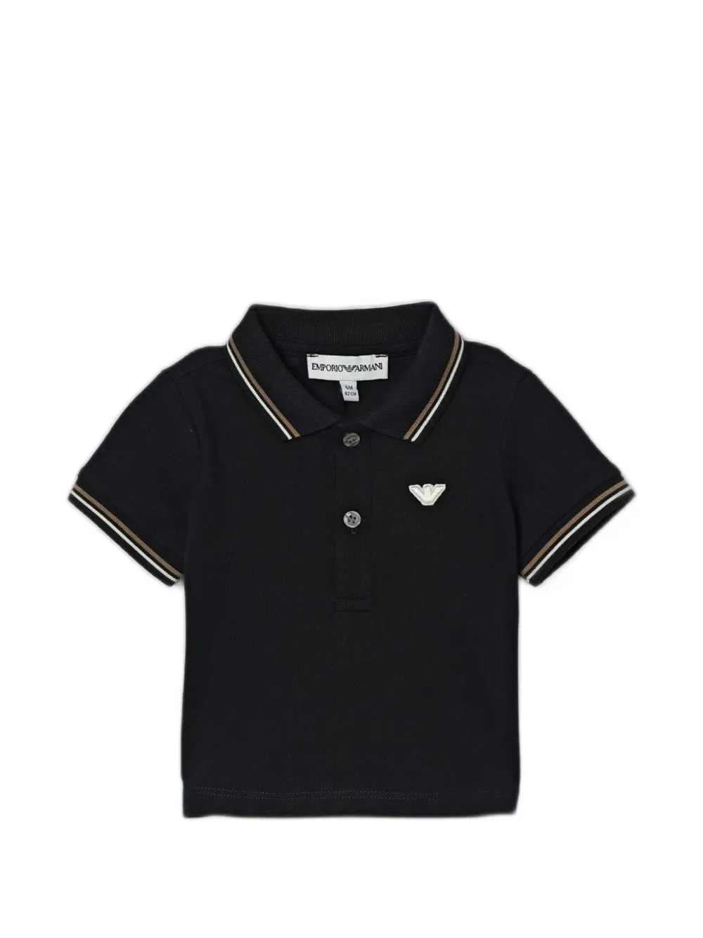 Emporio Armani Kids logo-patch tipped polo shirt - Nero