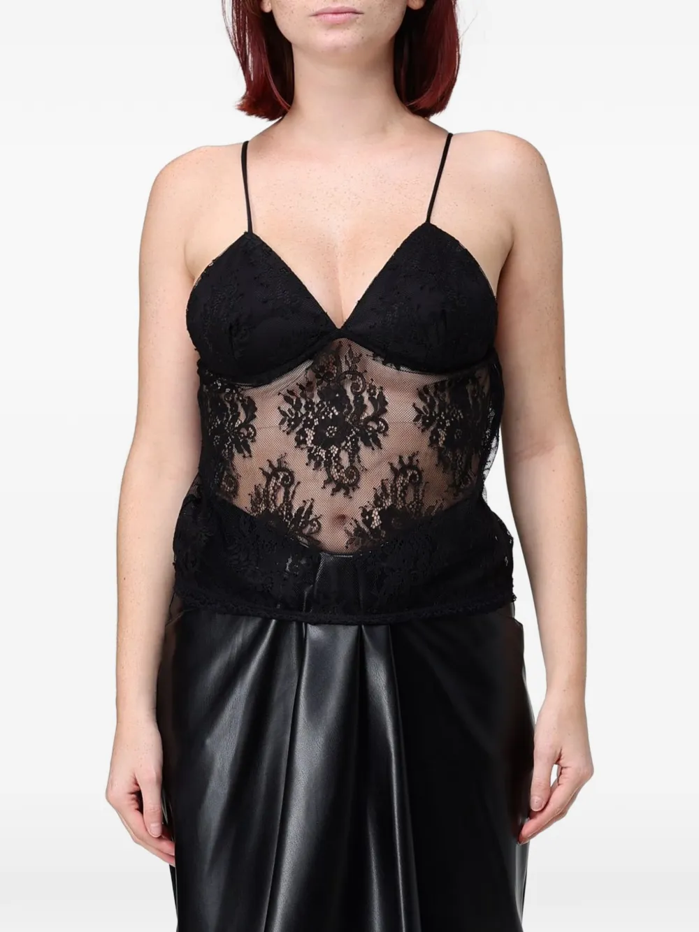 Hanita lace-panelled spaghetti-strap top