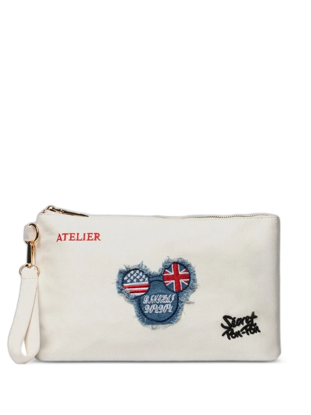 Secret Pon Pon Saint Tropez patch-detail pouch - Bianco