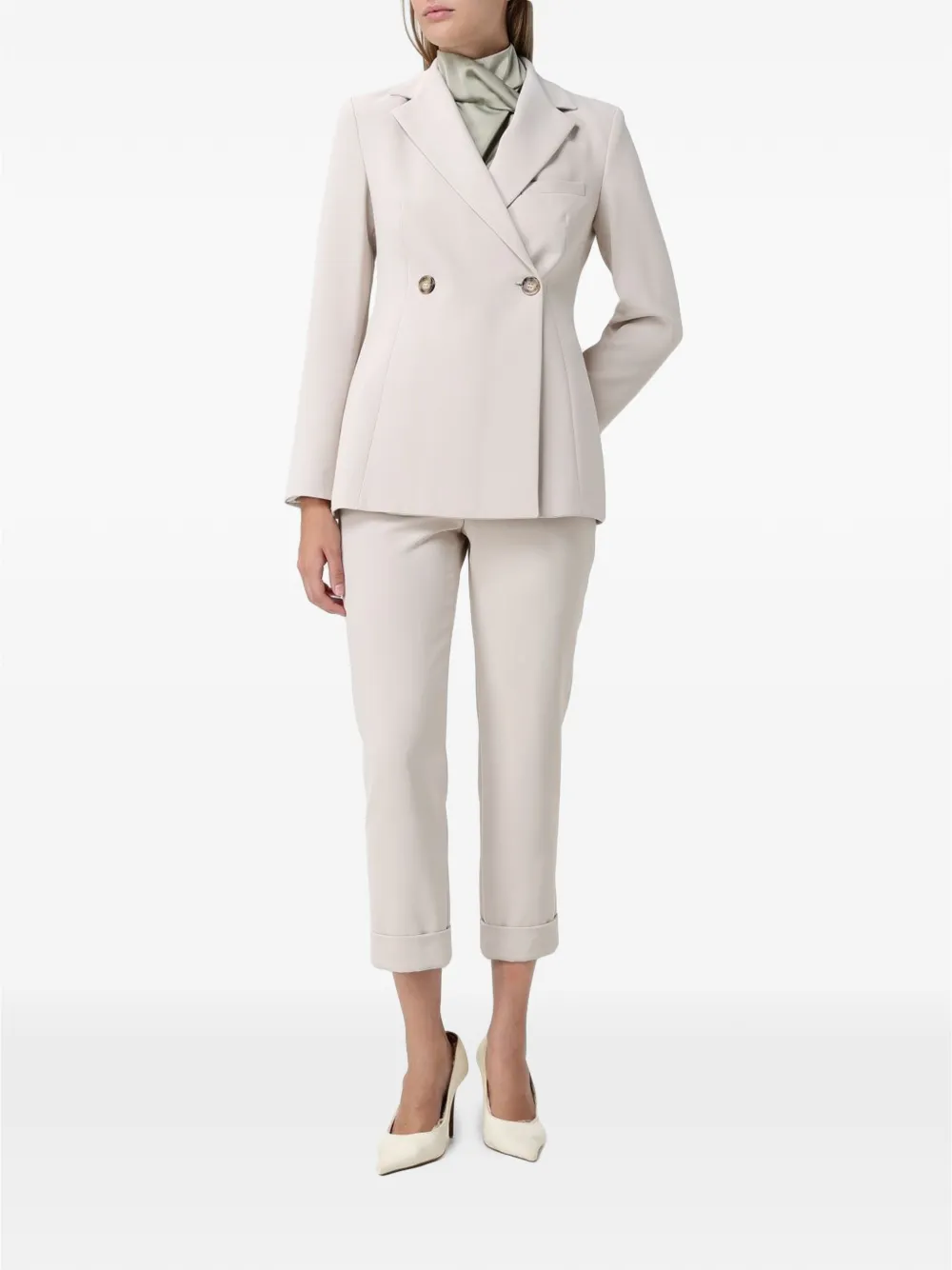 Hanita Broek met omgeslagen pijpen Beige