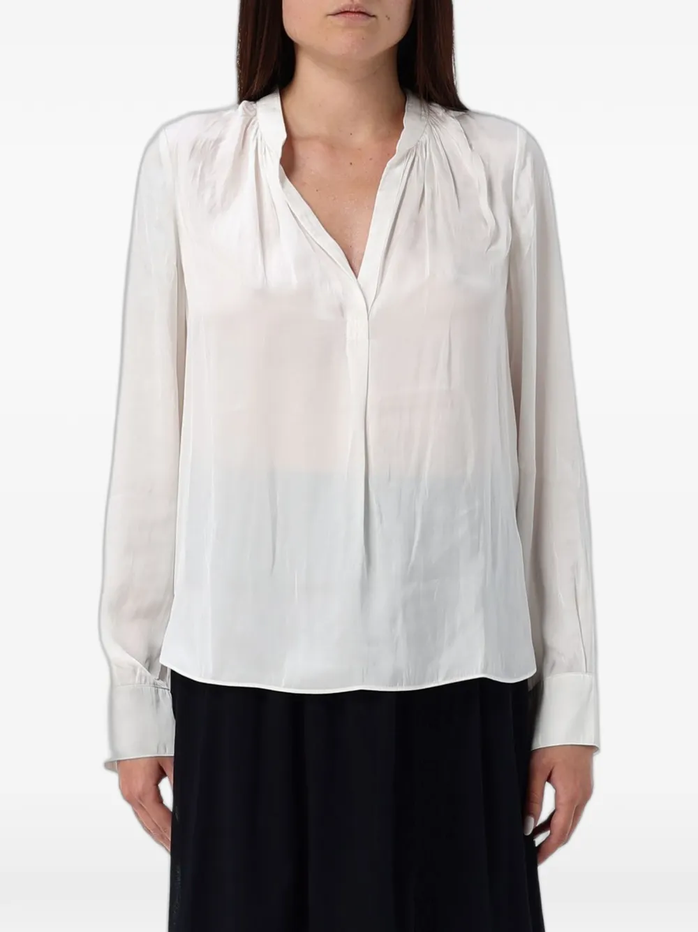Ea7 Emporio Armani pleated long-sleeve blouse - Bianco