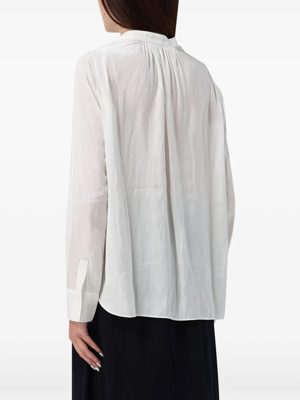 Ea7 Emporio Armani pleated long-sleeve blouse Wit
