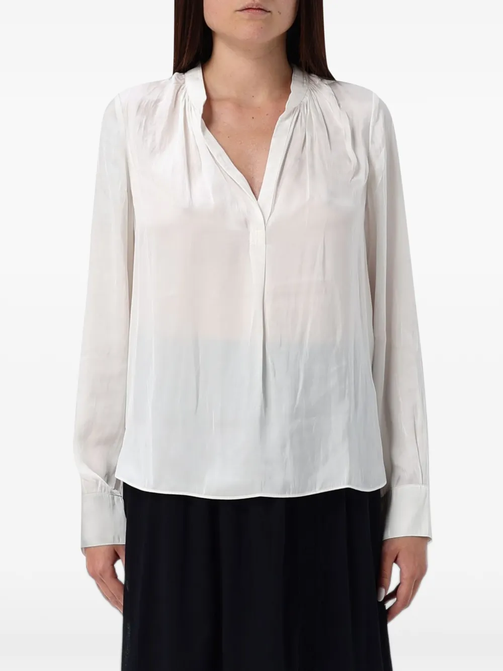 Ea7 Emporio Armani pleated long-sleeve blouse Wit