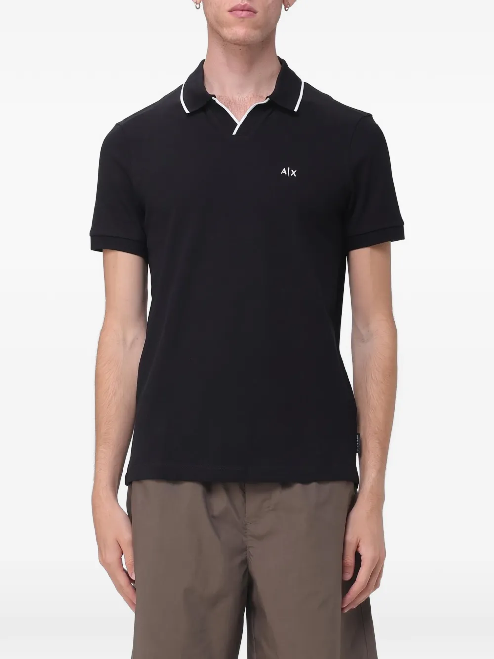 Armani Exchange classic polo shirt in breathable cotton piqué - Nero