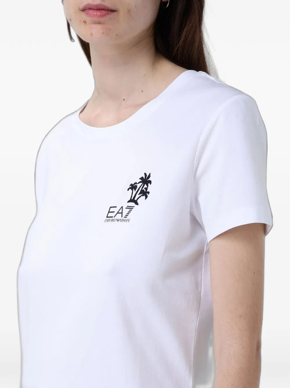 Ea7 Emporio Armani T-shirt met palmboom-logo Wit