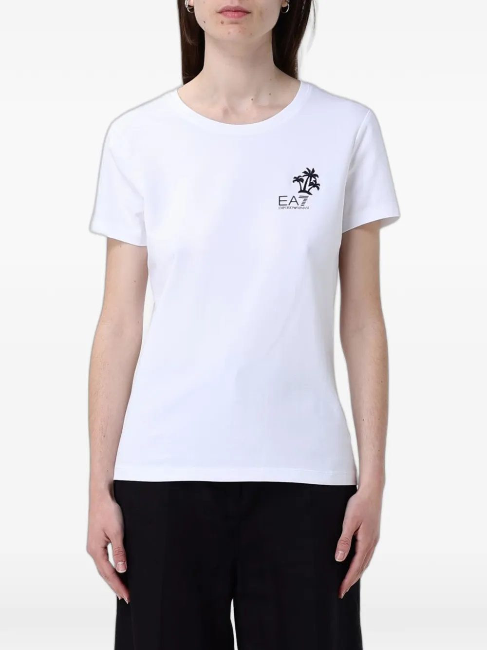 Ea7 Emporio Armani palm-tree logo T-shirt - Bianco