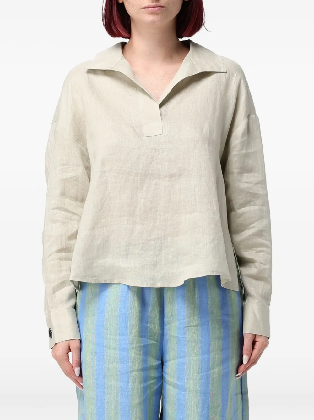 Emporio Armani linen long-sleeve blouse - Toni neutri