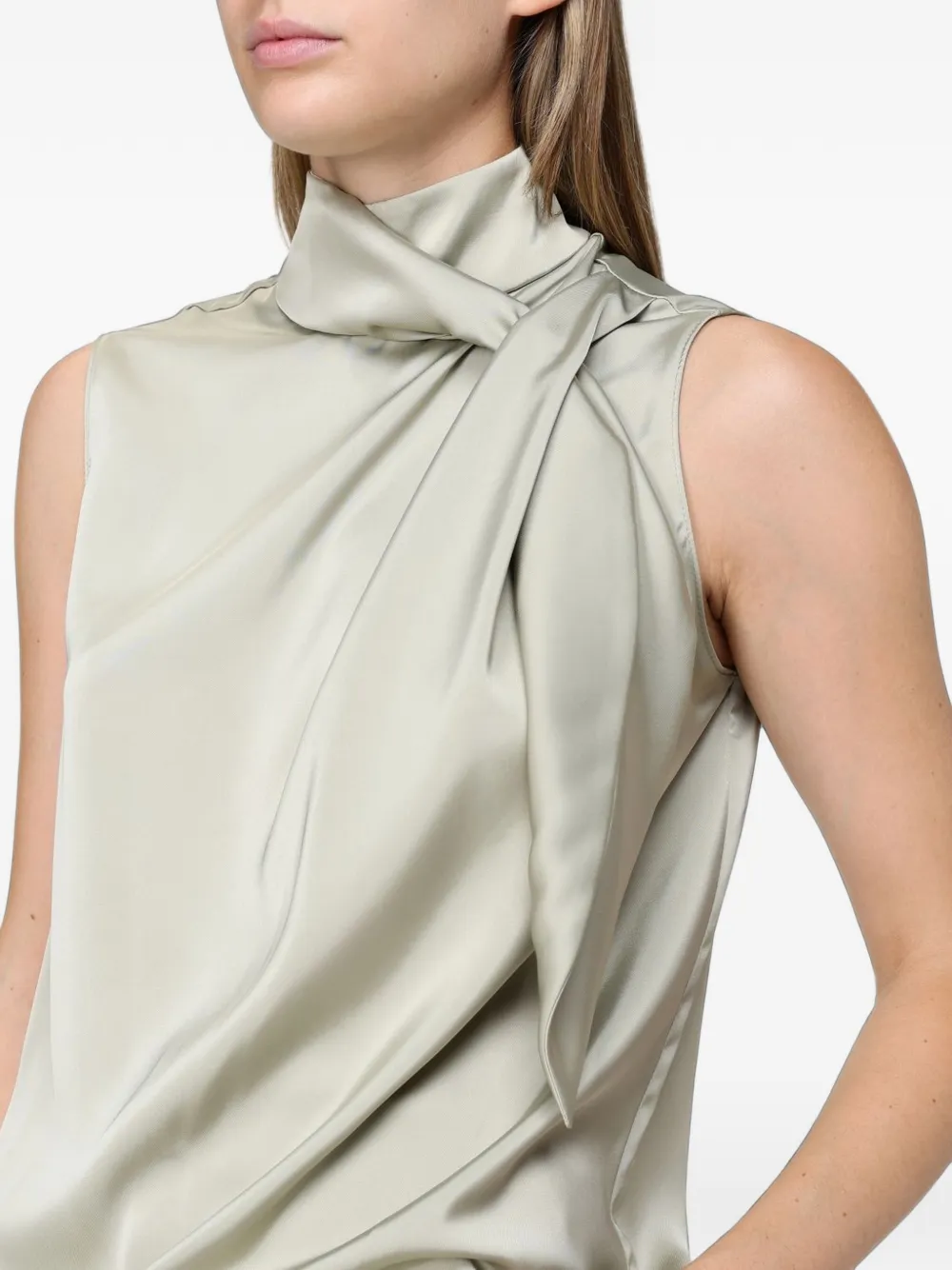 Hanita draped high-neck blouse Groen