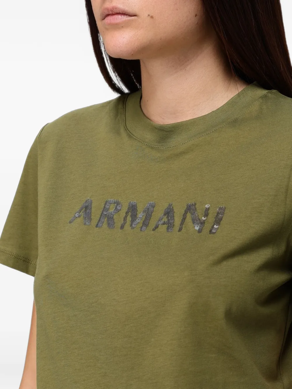 Emporio Armani T-shirt met pailletten logo Groen