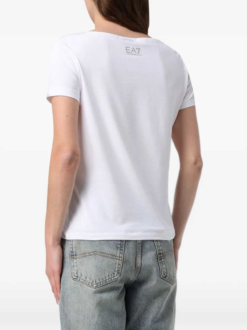 Ea7 Emporio Armani T-shirt met pailletten logo Wit