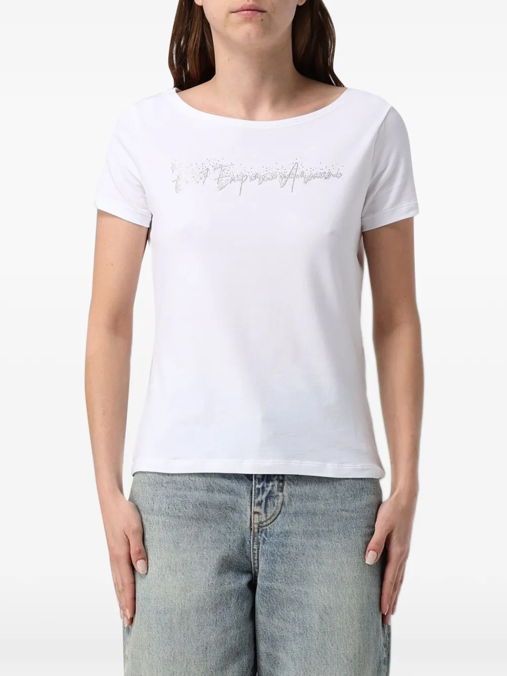 Ea7 Emporio Armani sequin-logo T-shirt - Bianco