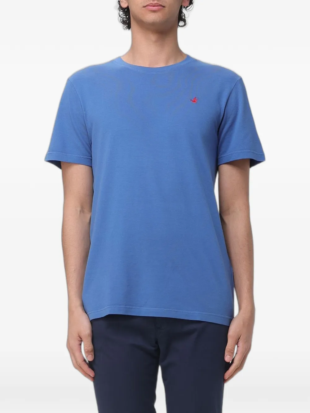 Brooksfield Logo-embroidered T-shirt In Blue