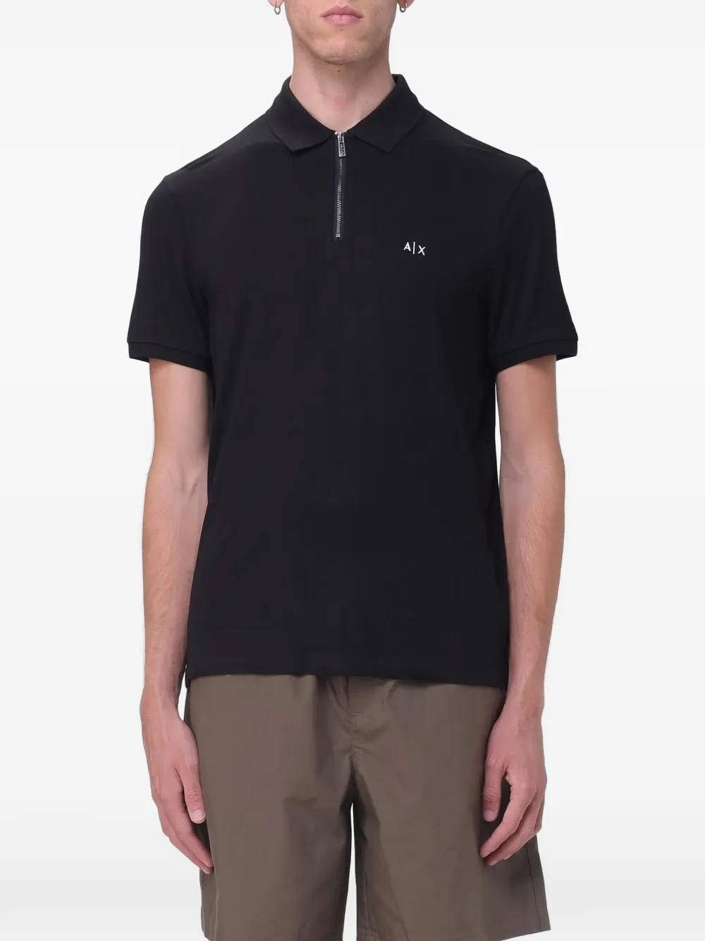 Armani Exchange polo shirt in technical fabric Zwart