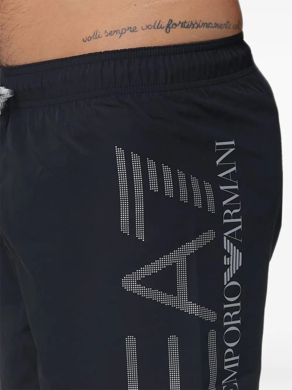 Ea7 Emporio Armani Zwembroek met logoprint en trekkoord Zwart