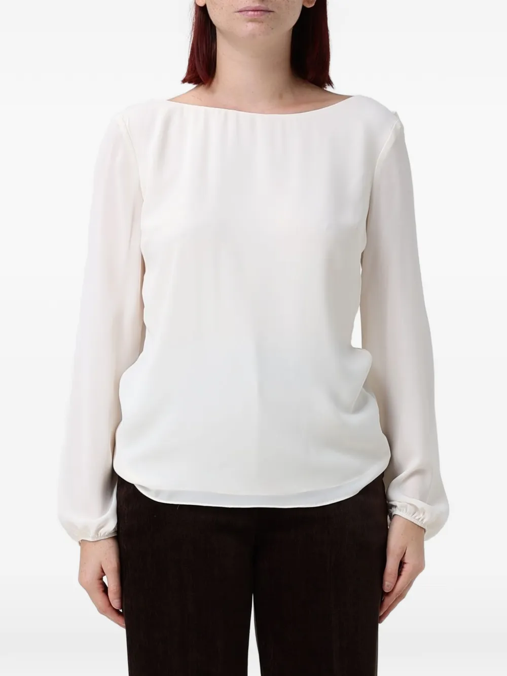 Hanita cowl-back long-sleeve blouse - Bianco