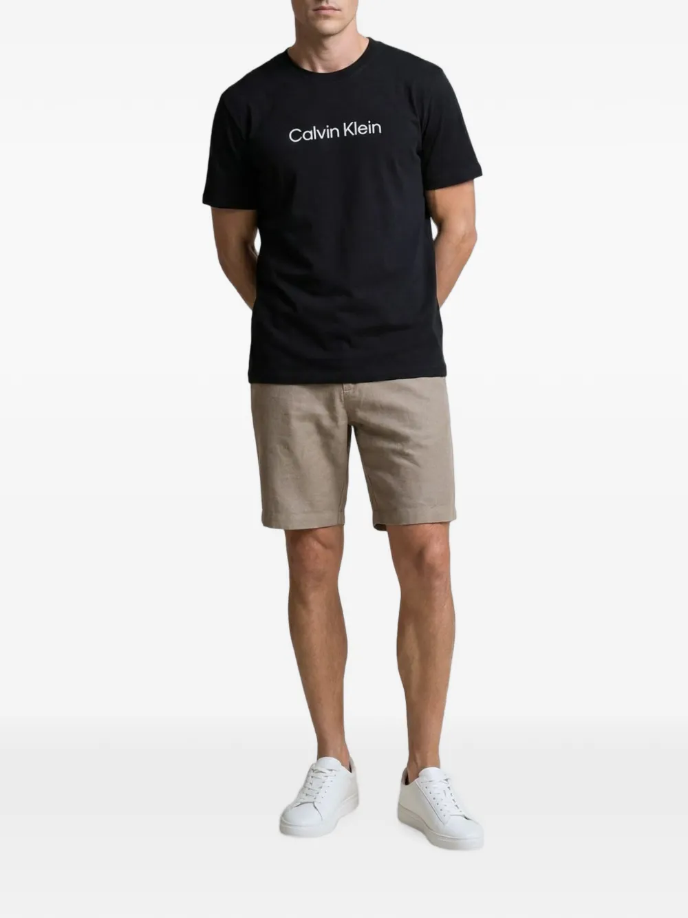 Emporio Armani Chino shorts van linnenblend Beige