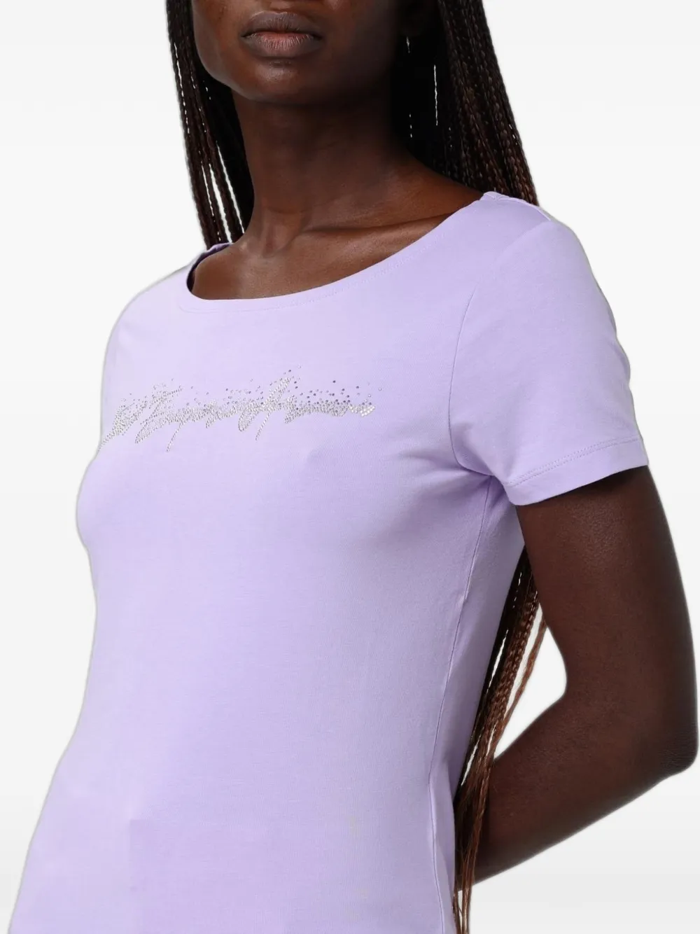 Ea7 Emporio Armani T-shirt met pailletten logo Paars