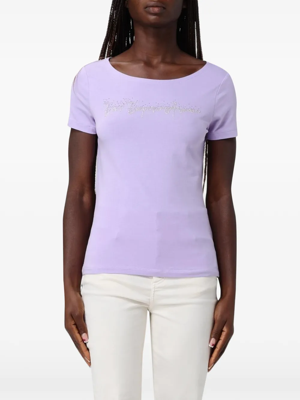 Ea7 Emporio Armani sequin-logo T-shirt - Viola