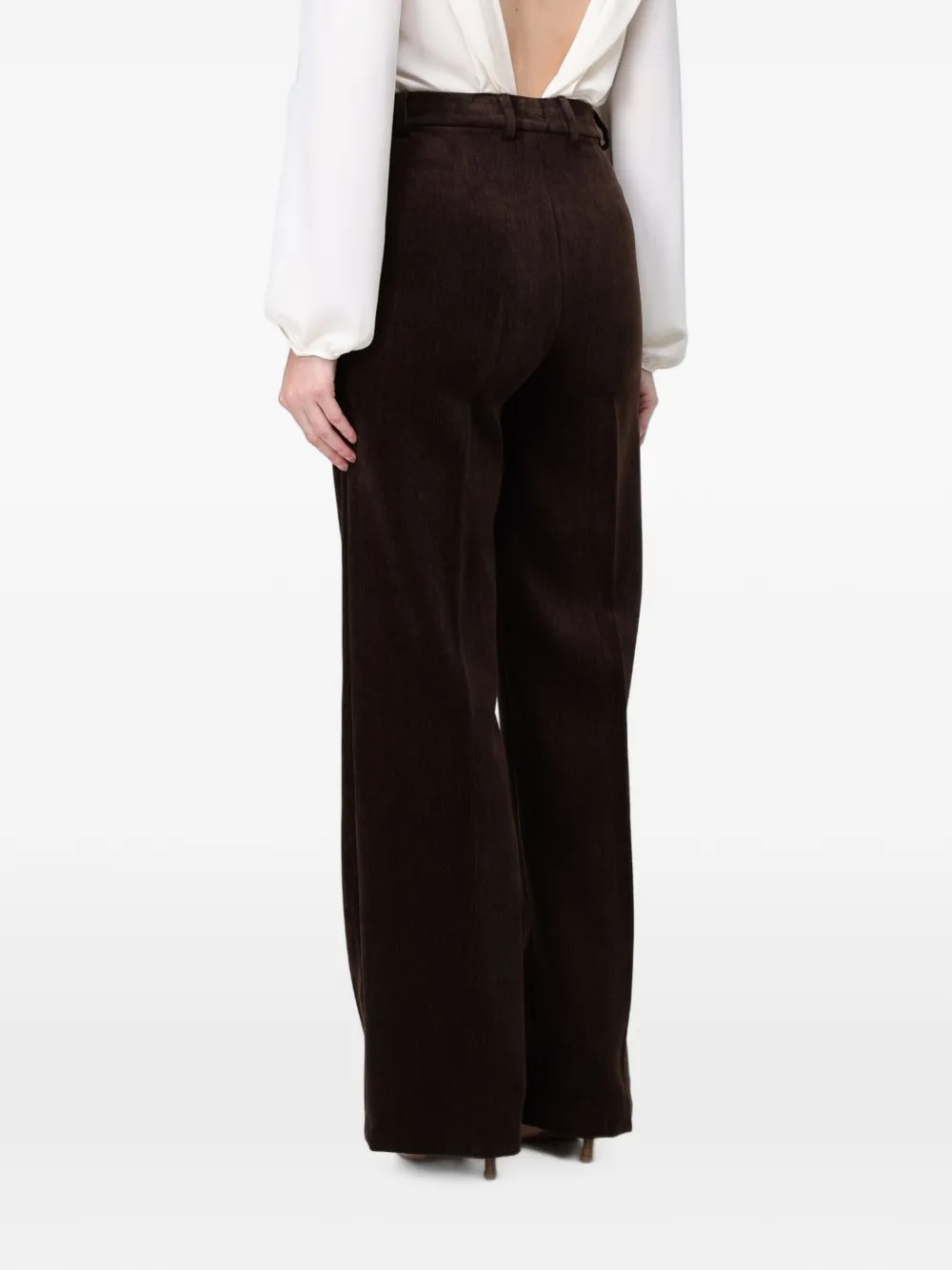 Hanita Ribfluwelen broek met wijde pijpen Bruin