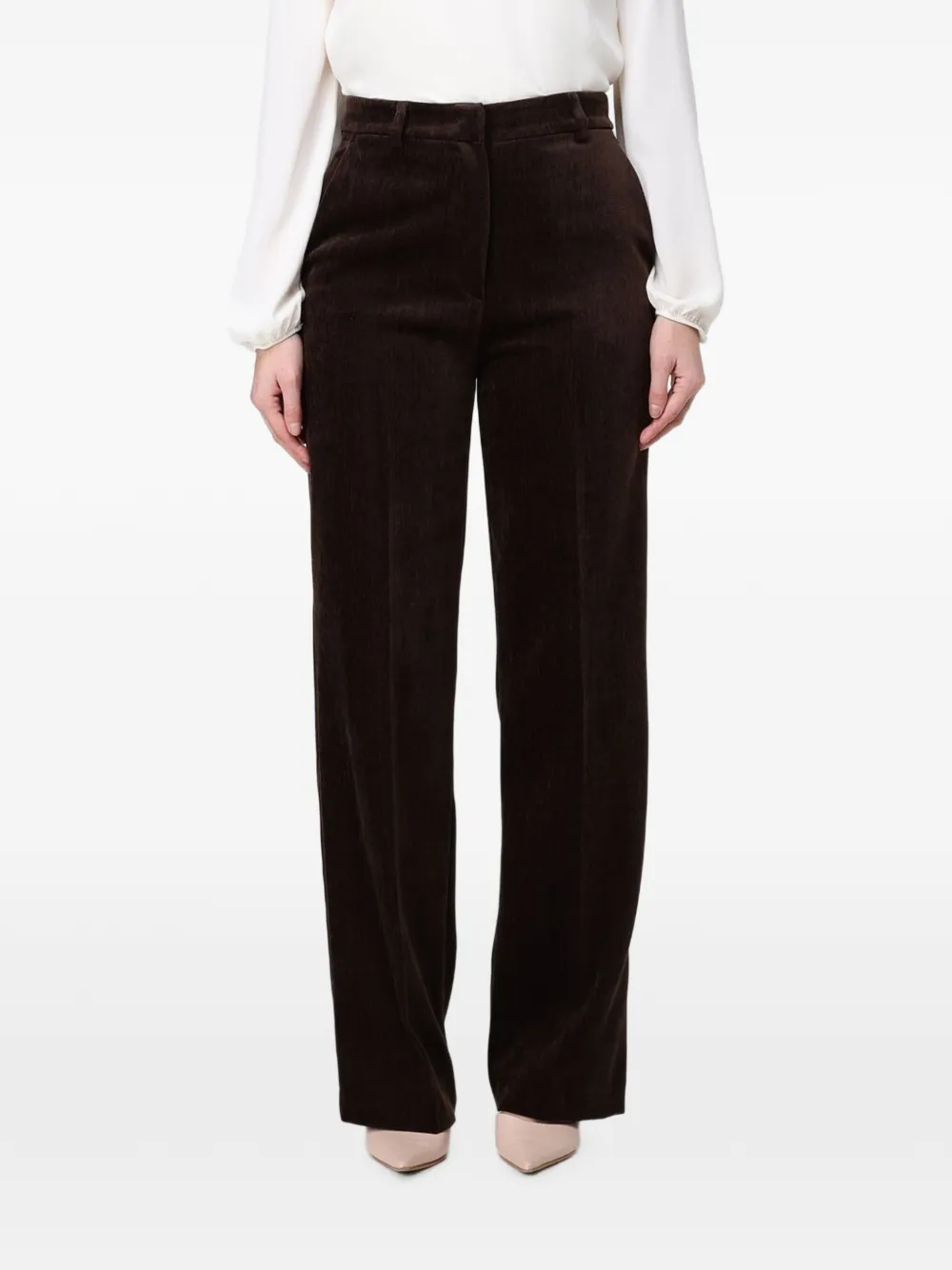 Hanita pantalon en velours côtelé à coupe ample - Marron Hanita pantalon en velours côtelé à coupe ample - Marron