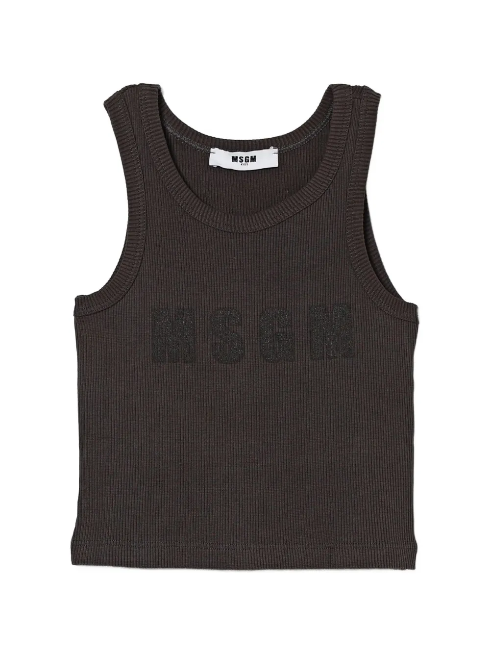 MSGM Kids Geripptes Trägershirt mit Logo-Print - Grau