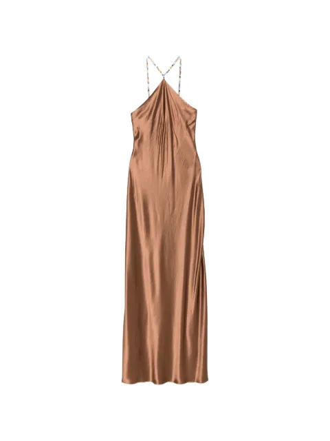 STAUD Cadene beaded-strap satin-finish maxi dress