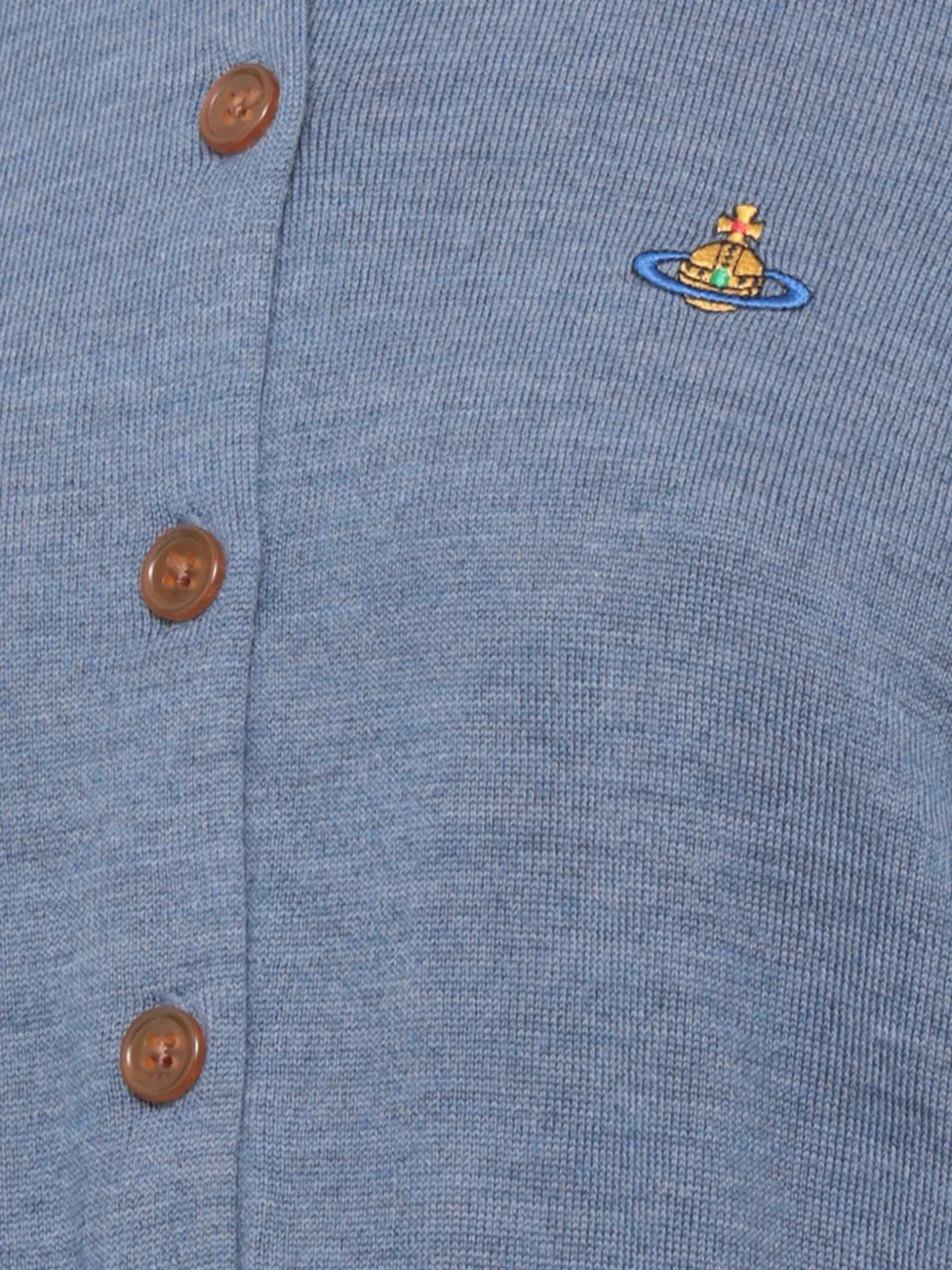 Vivienne Westwood Orb-embroidered puff-sleeve cardigan Blauw