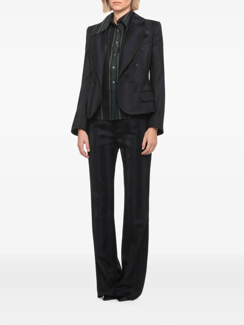 Vivienne Westwood stripe-pattern wool trousers Blauw