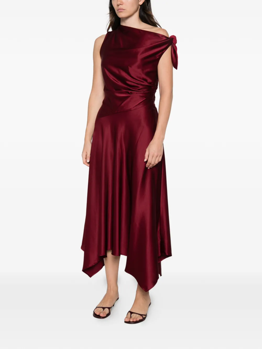 STAUD Portia midi dress Rood