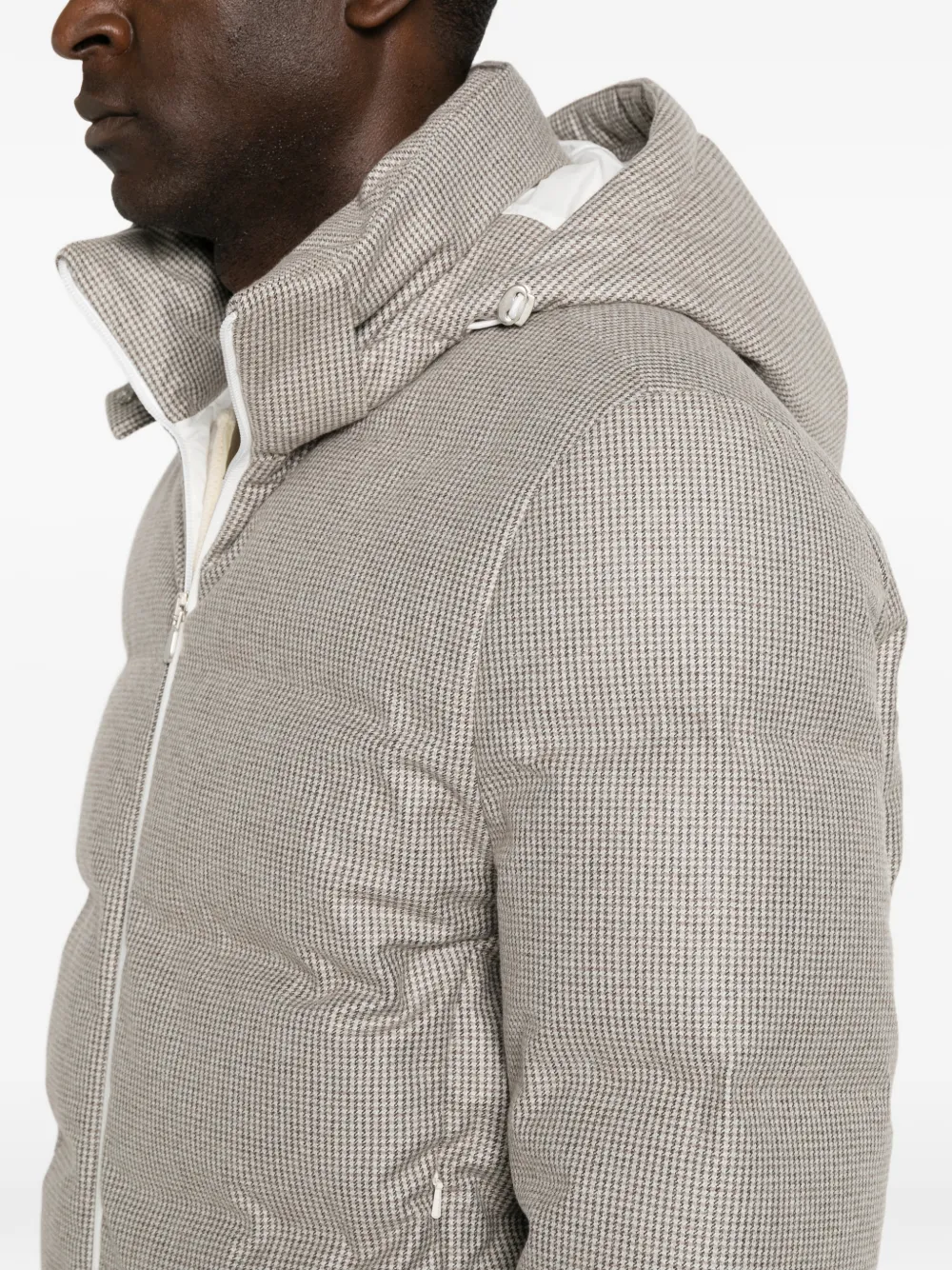 Brunello Cucinelli houndstooth-pattern quilted jacket Grijs