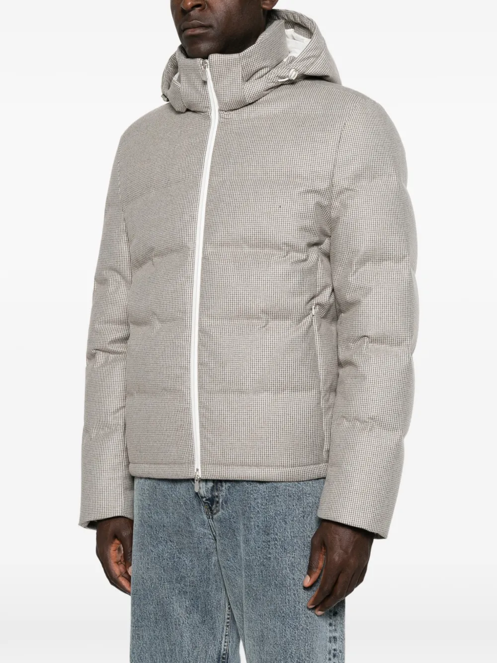 Brunello Cucinelli houndstooth-pattern quilted jacket Grijs