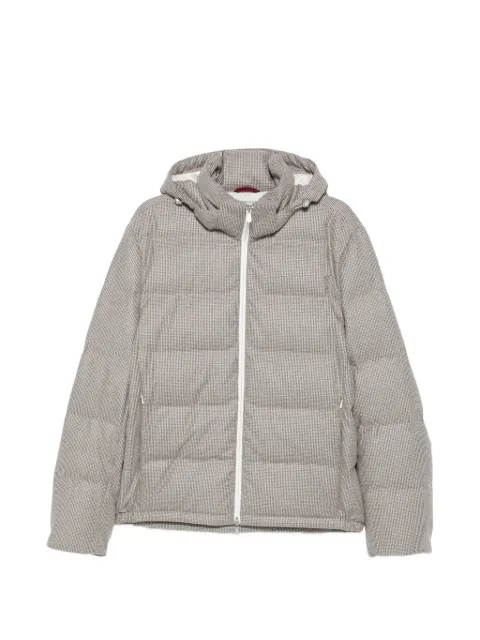 Brunello Cucinelli houndstooth-pattern quilted jacket