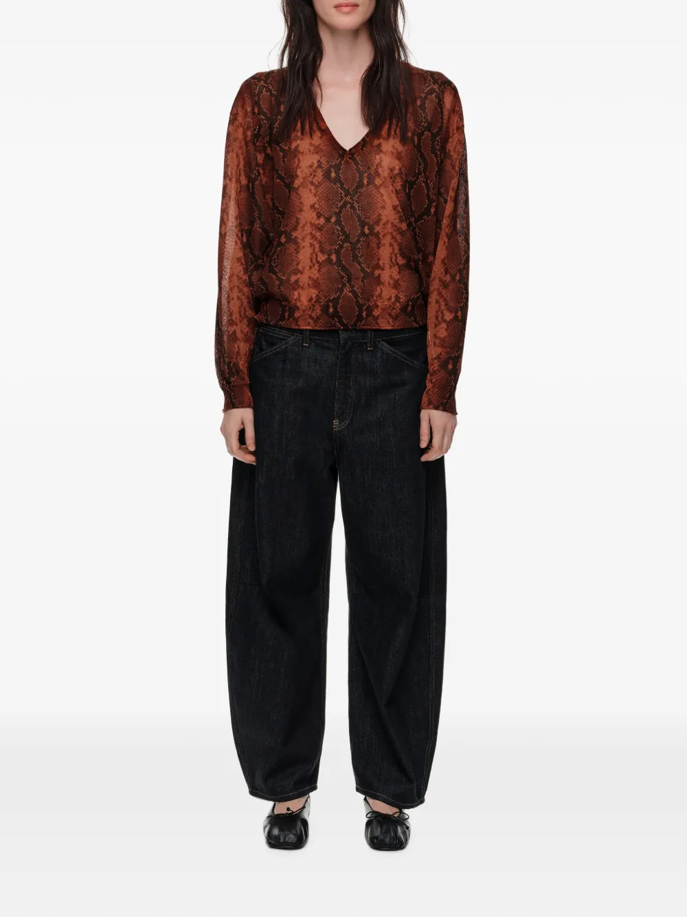 BIMBA Y LOLA Trui met V-hals en slangen-patroon Oranje