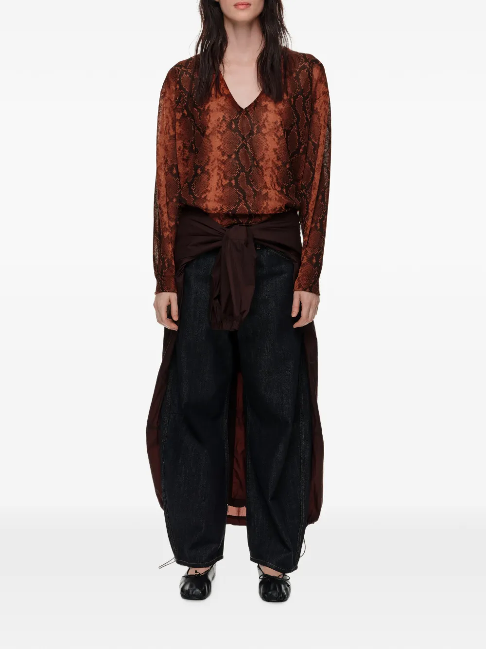 BIMBA Y LOLA Trui met V-hals en slangen-patroon Oranje