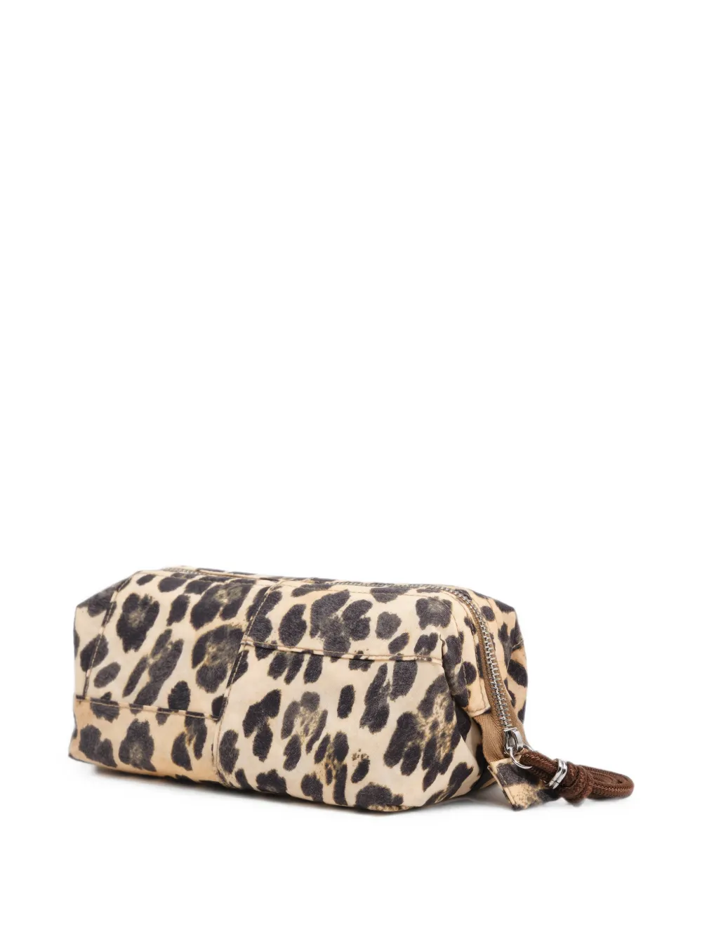BIMBA Y LOLA Medium Nesser nylon make-uptas met luipaard-print en wolfsmondsluiting Beige