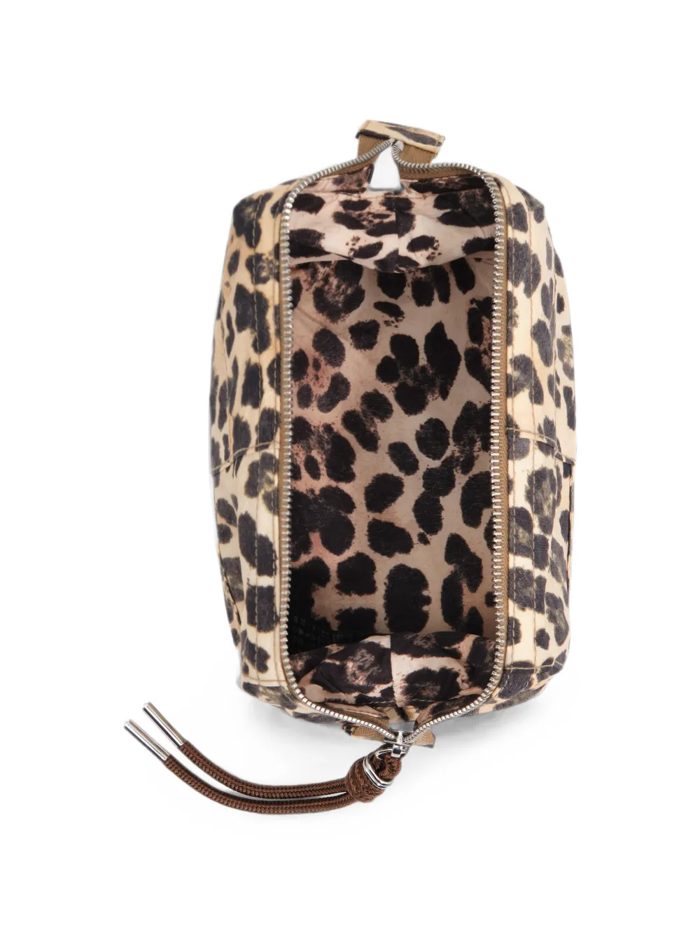 BIMBA Y LOLA Medium Nesser nylon make-uptas met luipaard-print en wolfsmondsluiting Beige