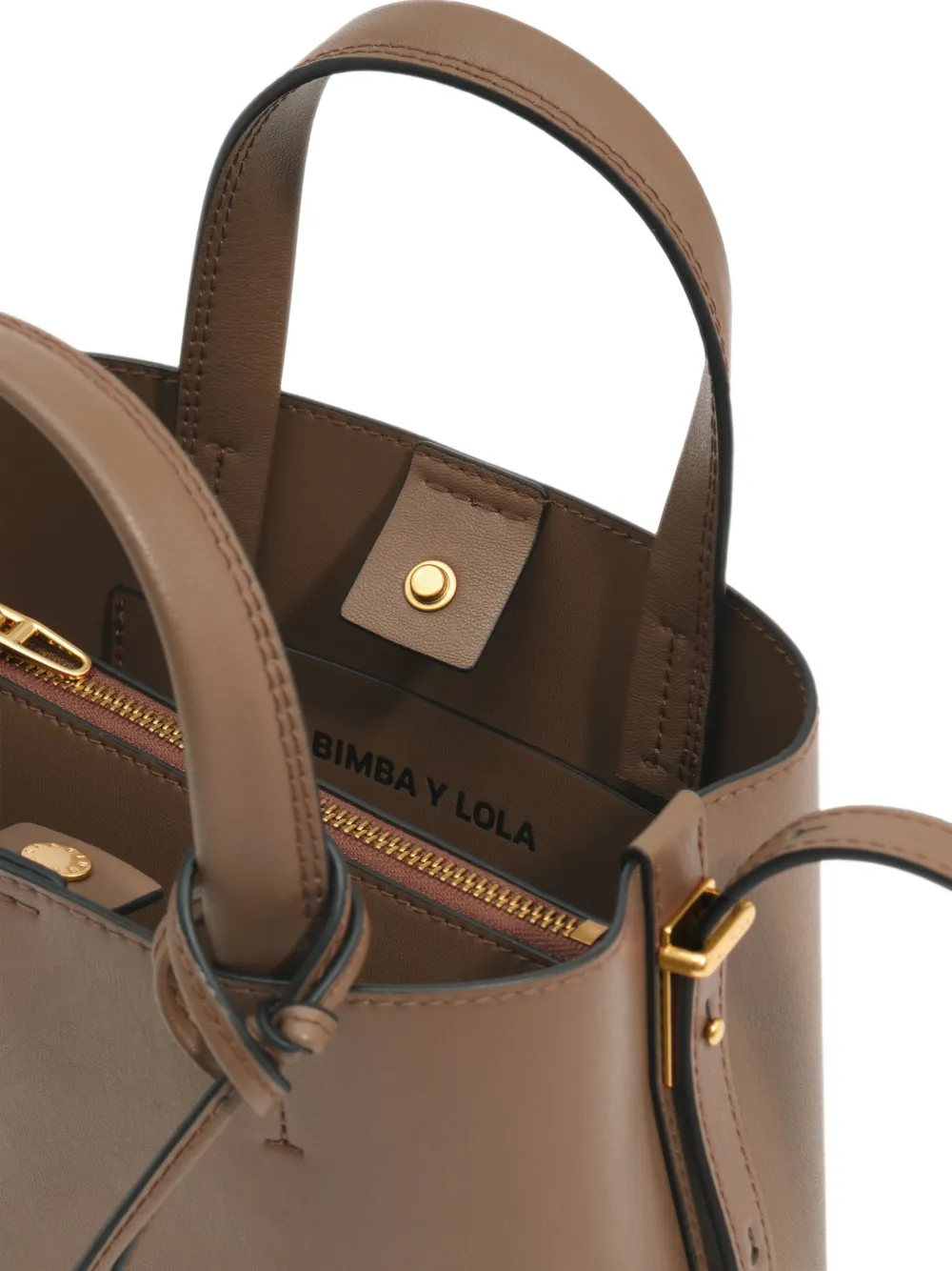 BIMBA Y LOLA Kleine Chihuahua leren shopper Bruin