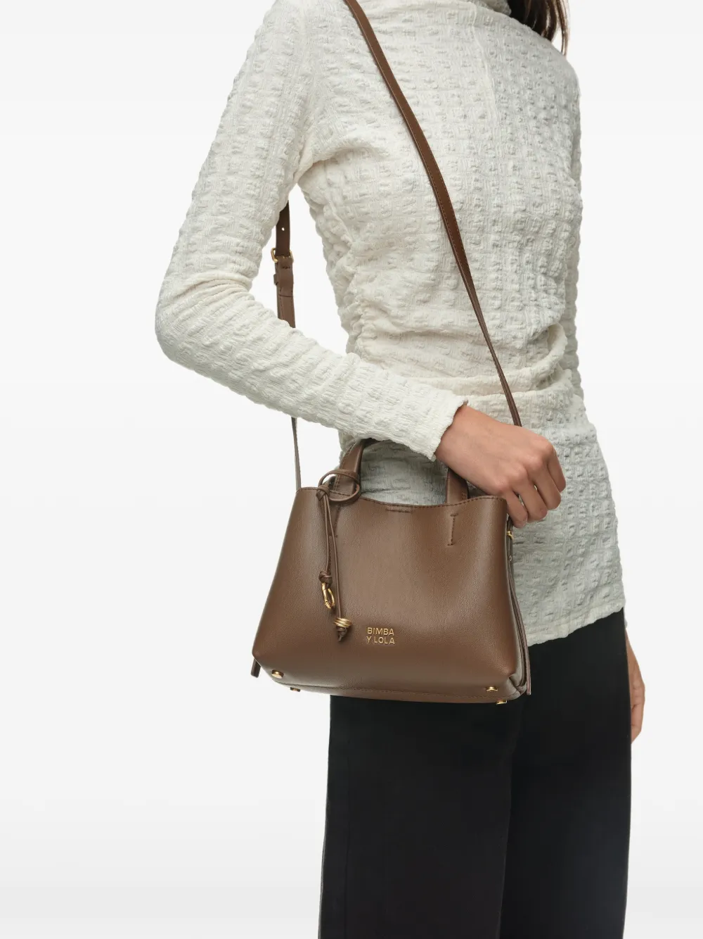 BIMBA Y LOLA Kleine Chihuahua leren shopper Bruin
