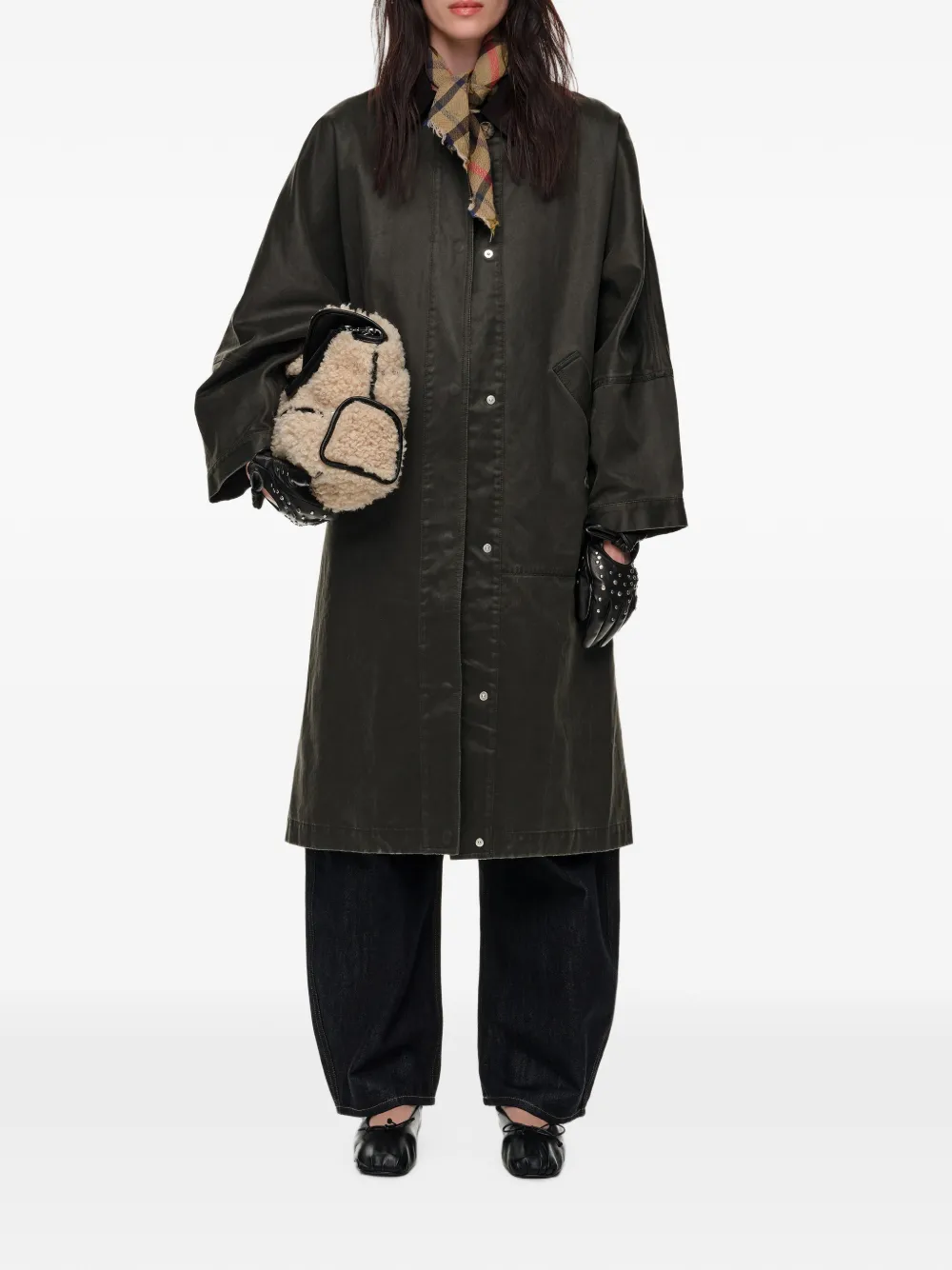 BIMBA Y LOLA Gewaxte midi-trenchcoat Groen