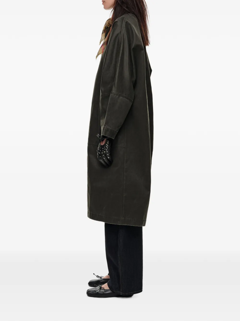BIMBA Y LOLA Gewaxte midi-trenchcoat Groen