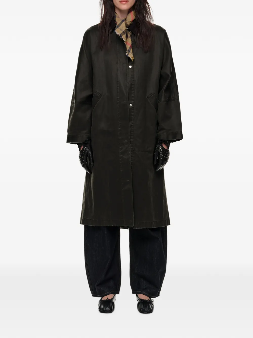 BIMBA Y LOLA Gewaxte midi-trenchcoat Groen