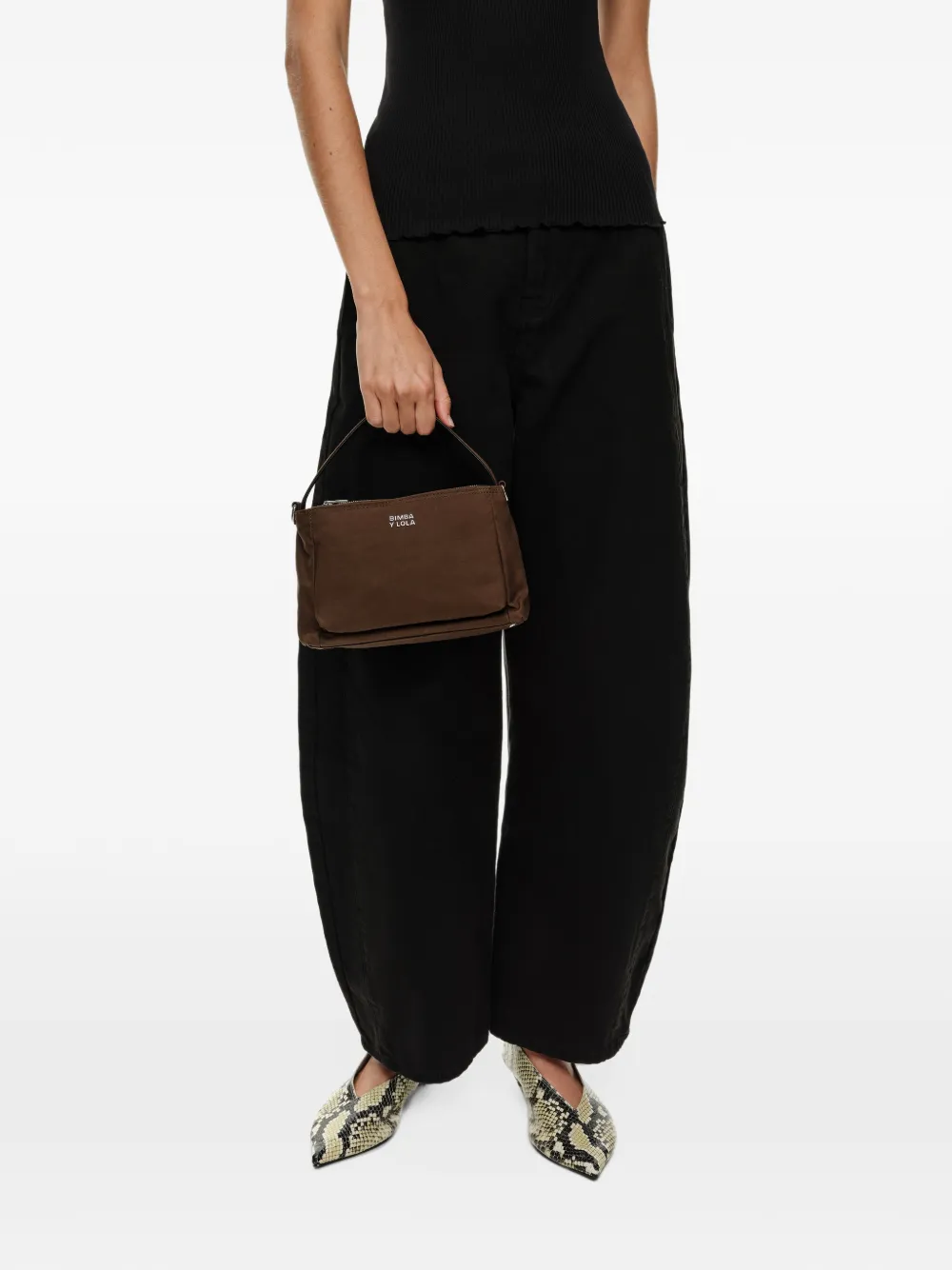 BIMBA Y LOLA Katoenen mini-slouchtas Bruin
