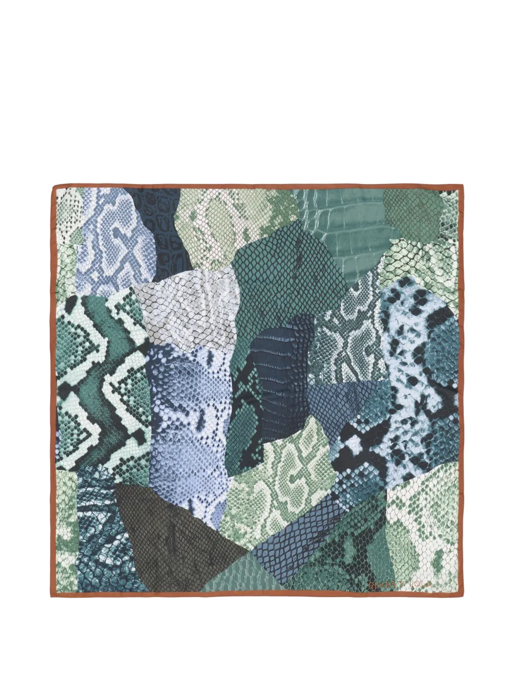 BIMBA Y LOLA Patchwork-Schal aus Leder mit Aquamarin und Schlangendesign - Grün