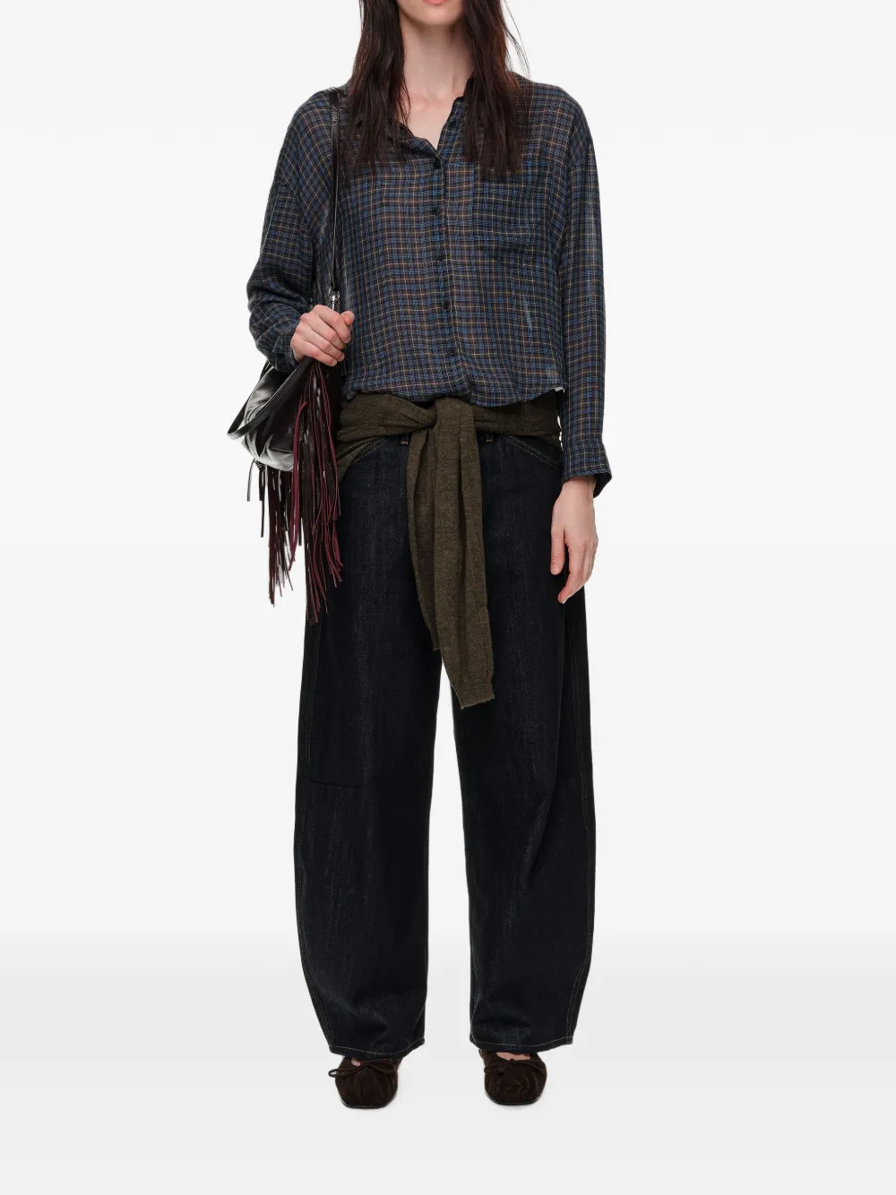 BIMBA Y LOLA Soepele boxy blouse met ruit-patroon Blauw