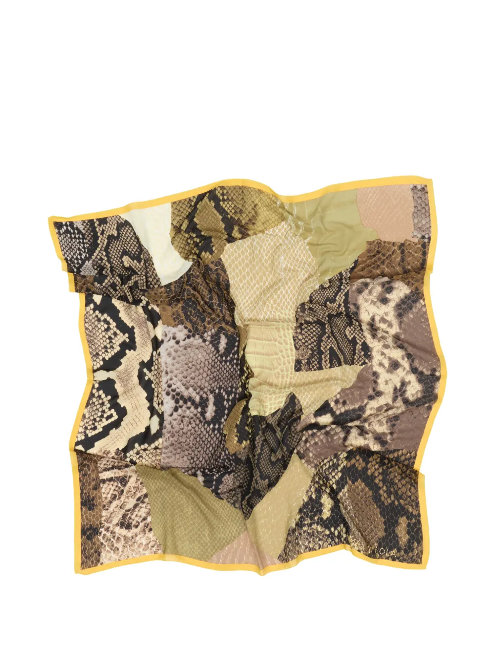 BIMBA Y LOLA khaki snake-design leather-patchwork scarf Bruin