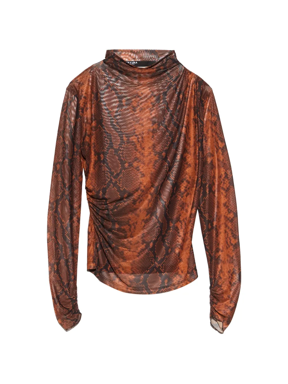 BIMBA Y LOLA t-shirt en tulle froncé caramel snake romantic - Marron BIMBA Y LOLA t-shirt en tulle froncé caramel snake romantic - Marron