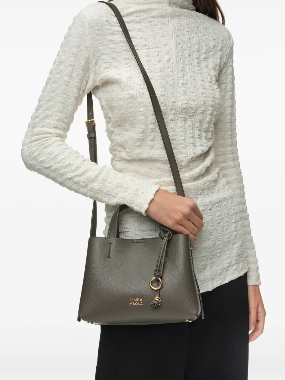 BIMBA Y LOLA Kleine Chihuahua leren shopper Grijs