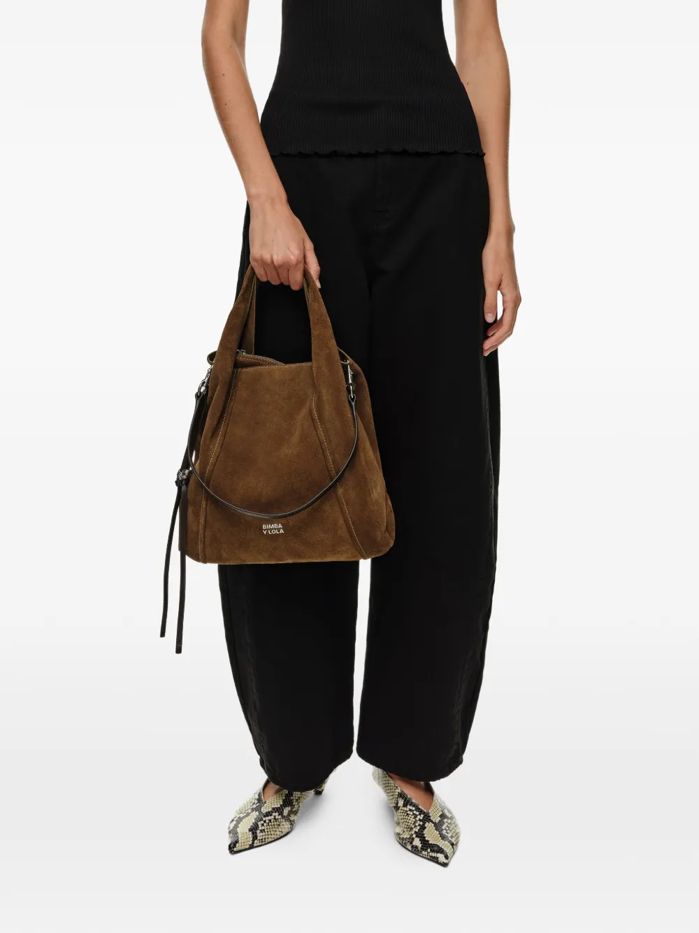 BIMBA Y LOLA Medium Paper suède tas Bruin