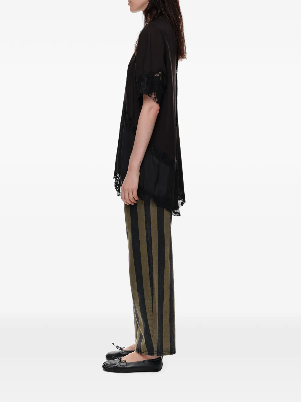 BIMBA Y LOLA T-shirt met patchwork en kant Zwart